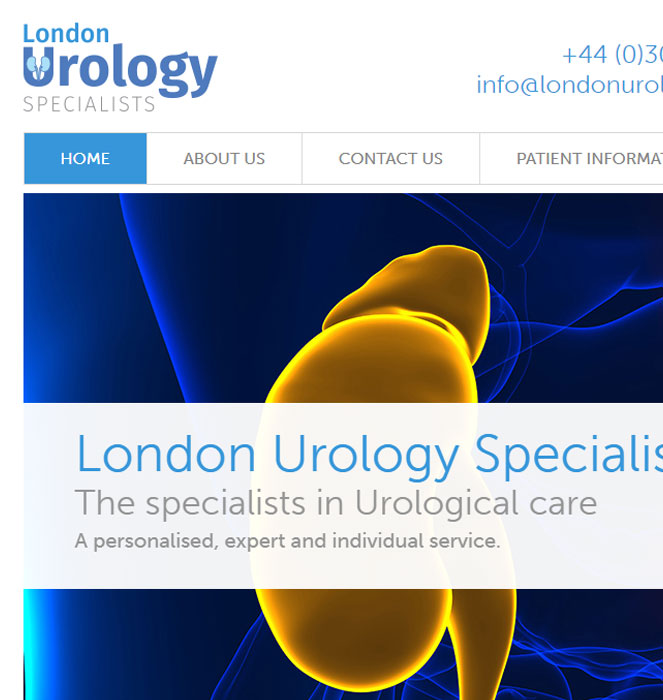 London Urology Specialists website desktop view